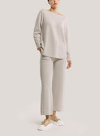 Wide-Leg Pure Wool Trouser With Pocket - Oatmeal, L image