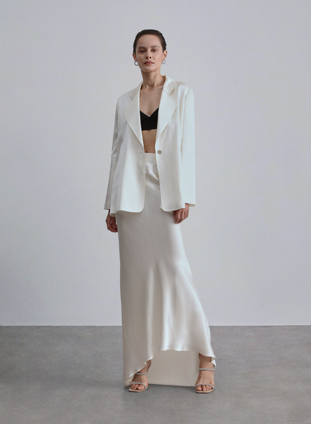 Loose One-button Front Silk Blazer image 0