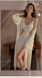 Side slit suspender nightgown