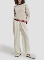 Cable Knitting Trimmed Sweater