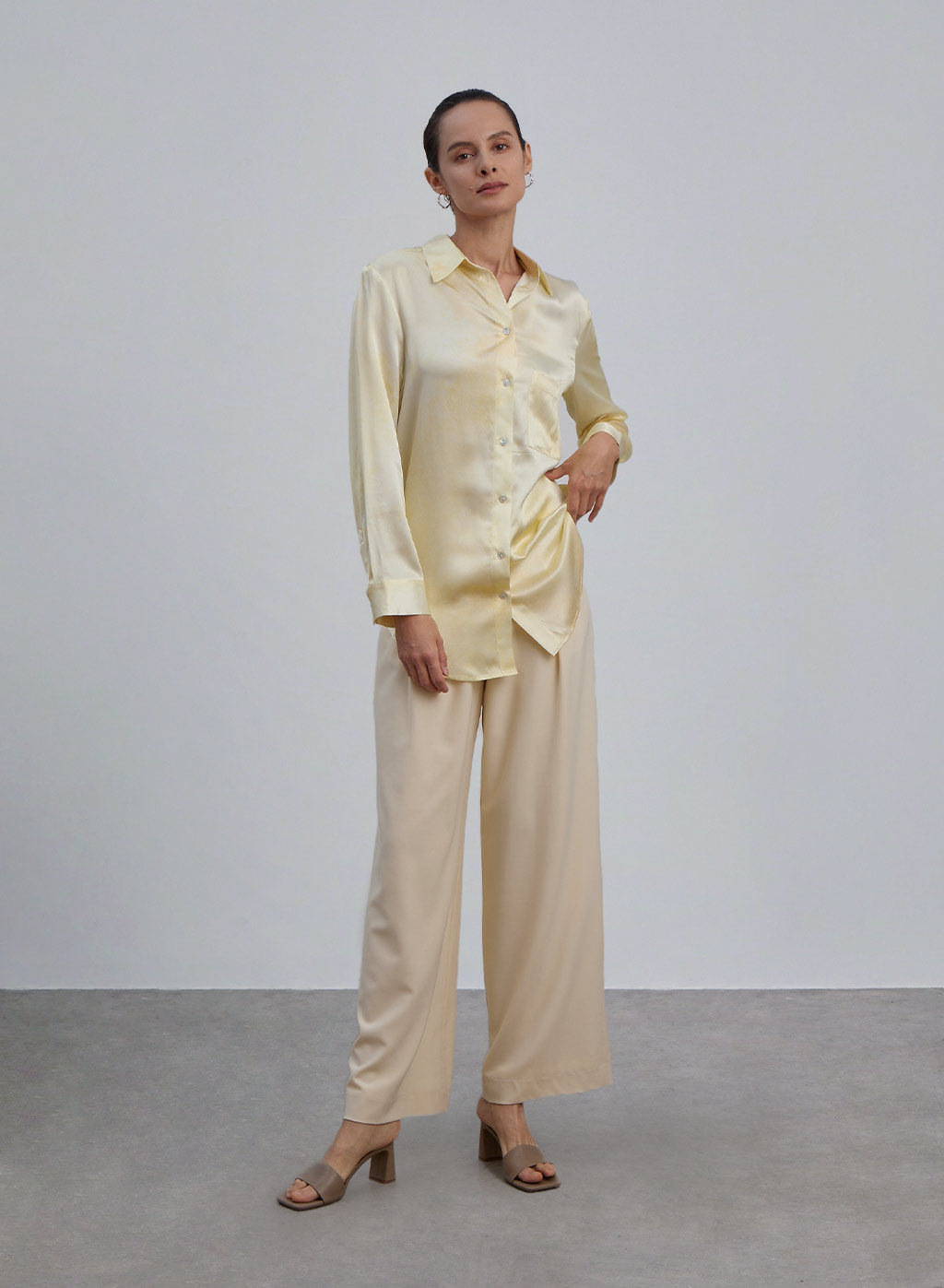 Sunrise Dew Oversized Boyfriend Silk Blouse