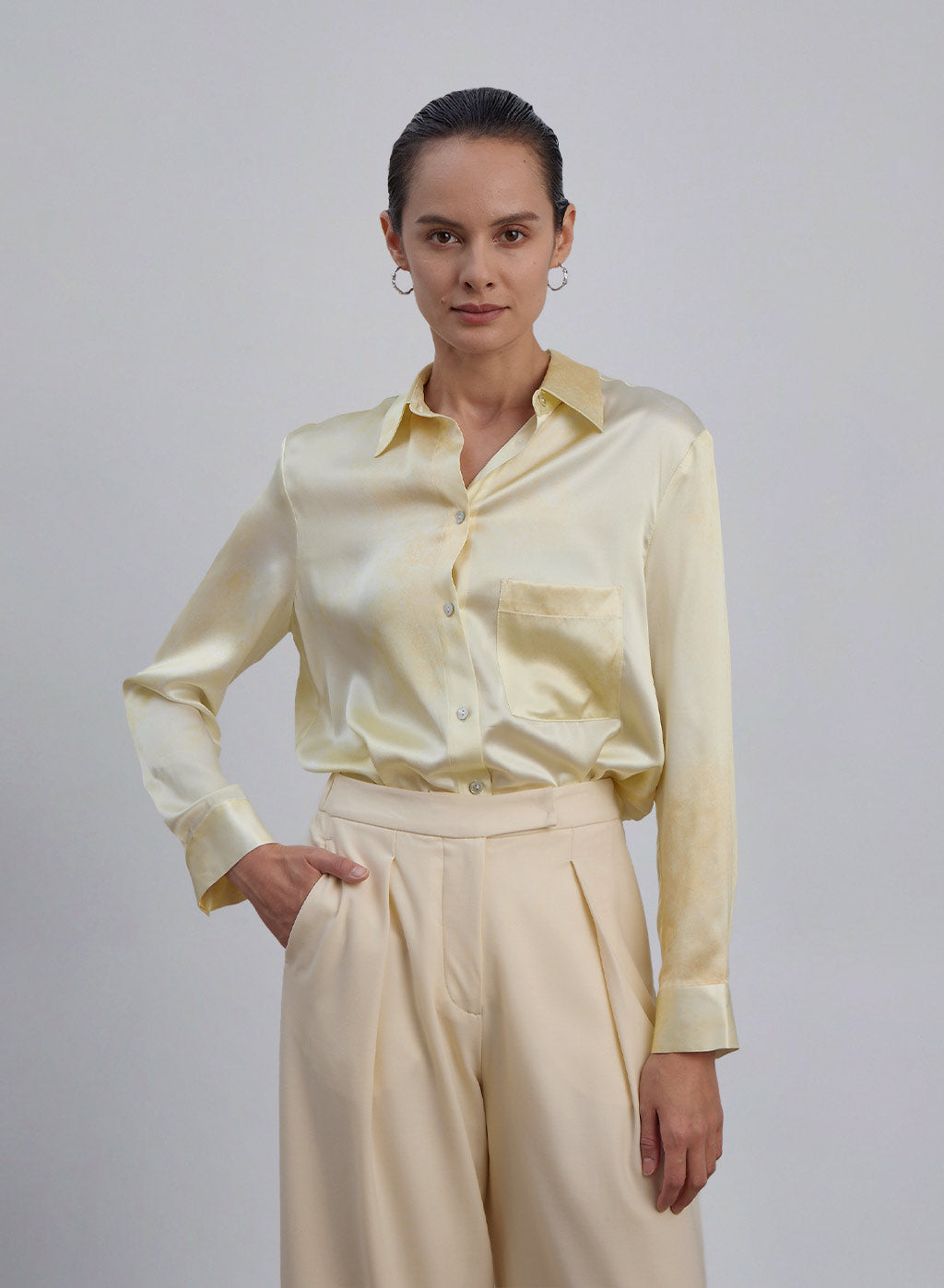 Sunrise Dew Oversized Boyfriend Silk Blouse