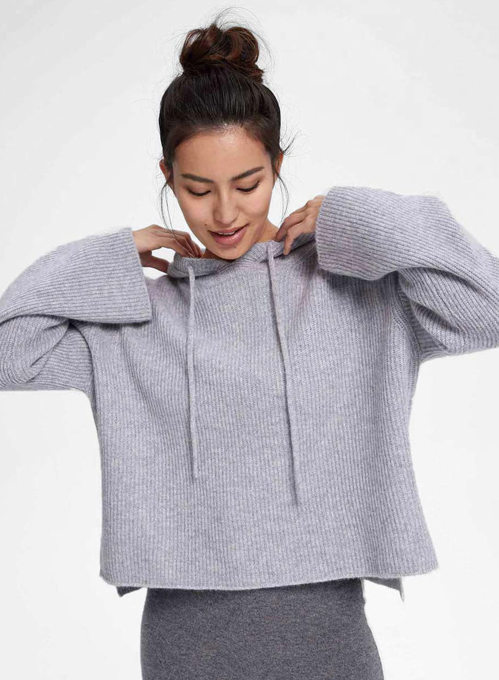 Straight Fire Cashmere Hoodie - Gray, L image