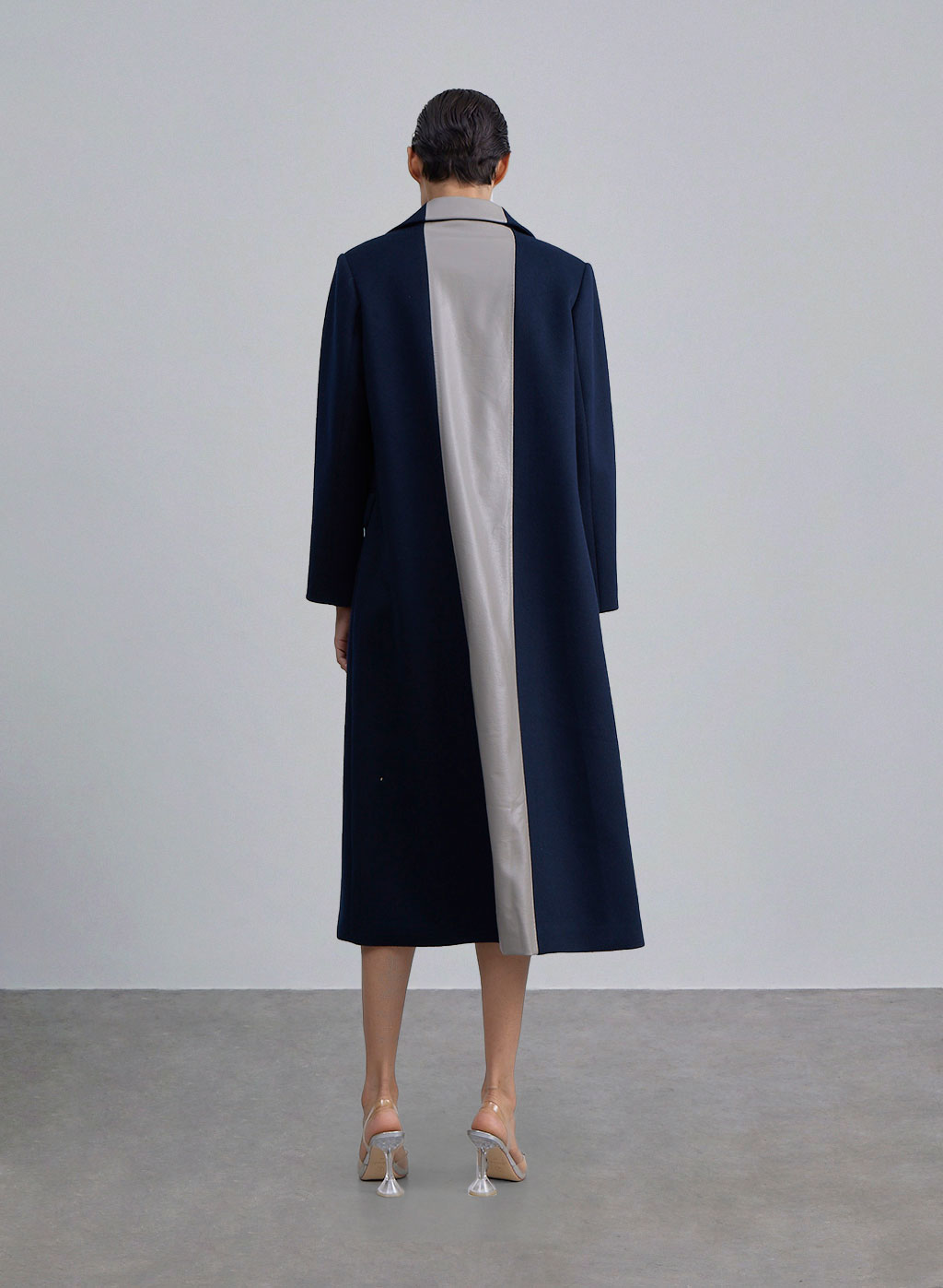 Longline Single Button Patchwork Wool Coat image 1