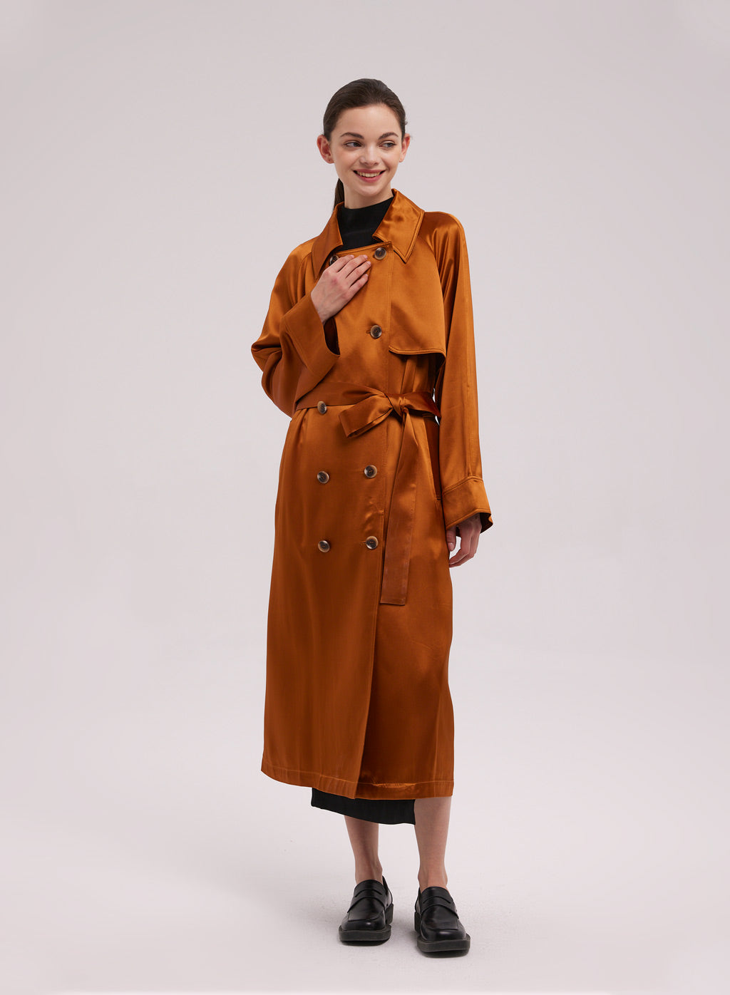 Double-breasted Long Trench Coat