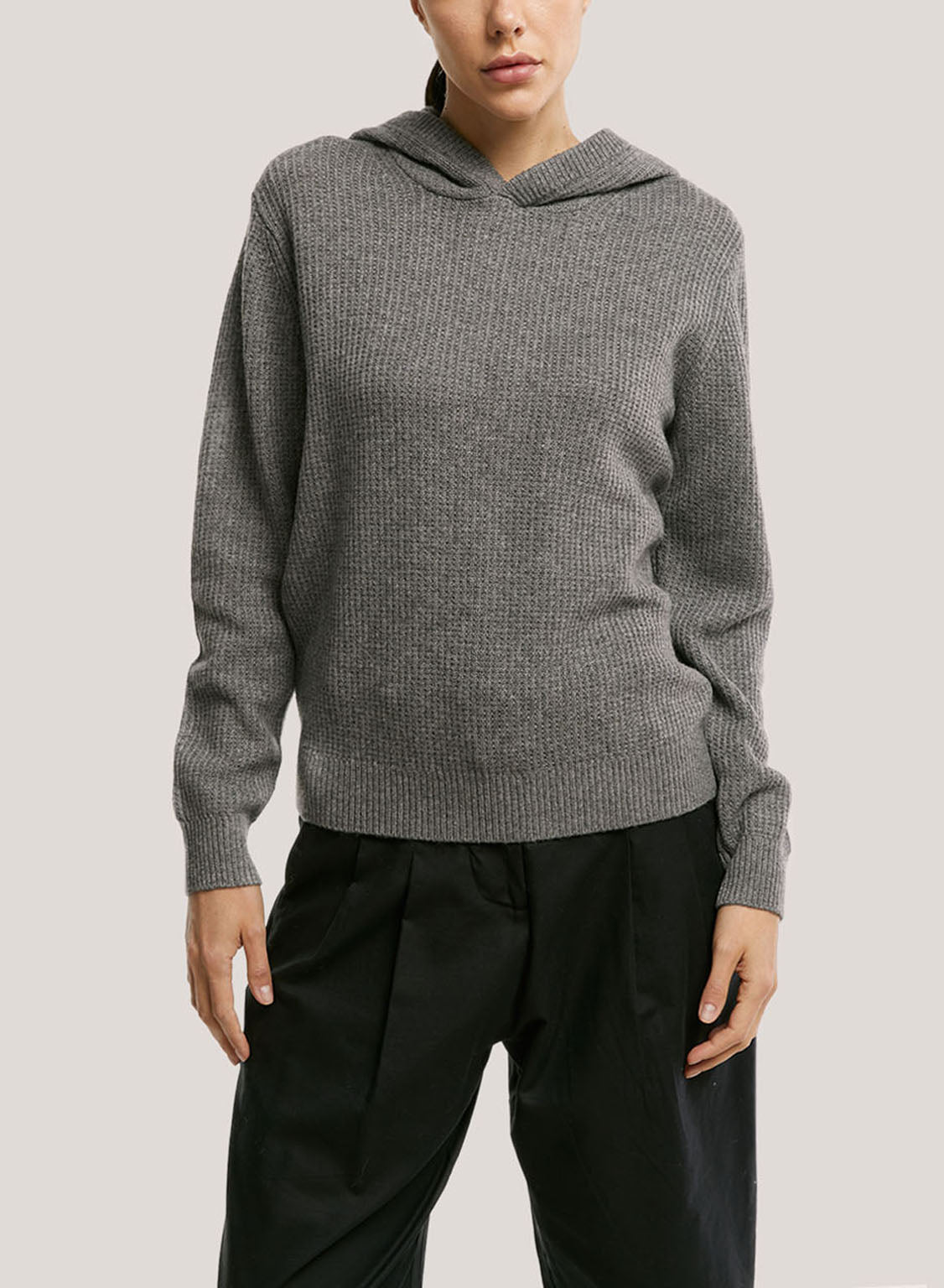 Relaxed Wool-Cashmere Hoodie - Smoke, XS image