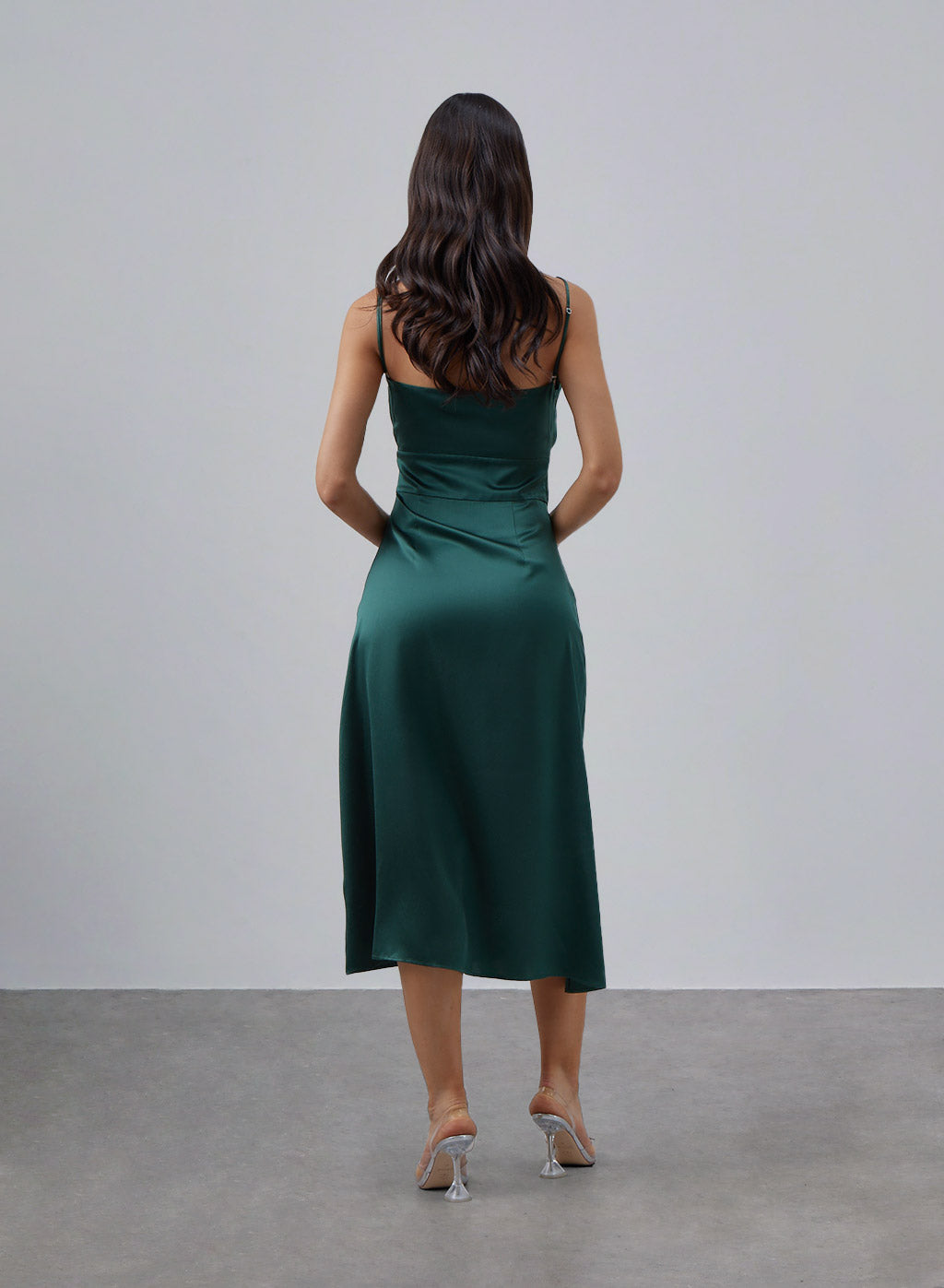 Front Cross Straps Silk Slip Dress