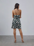 Print Double-layer Tiered Silk Slip Dress