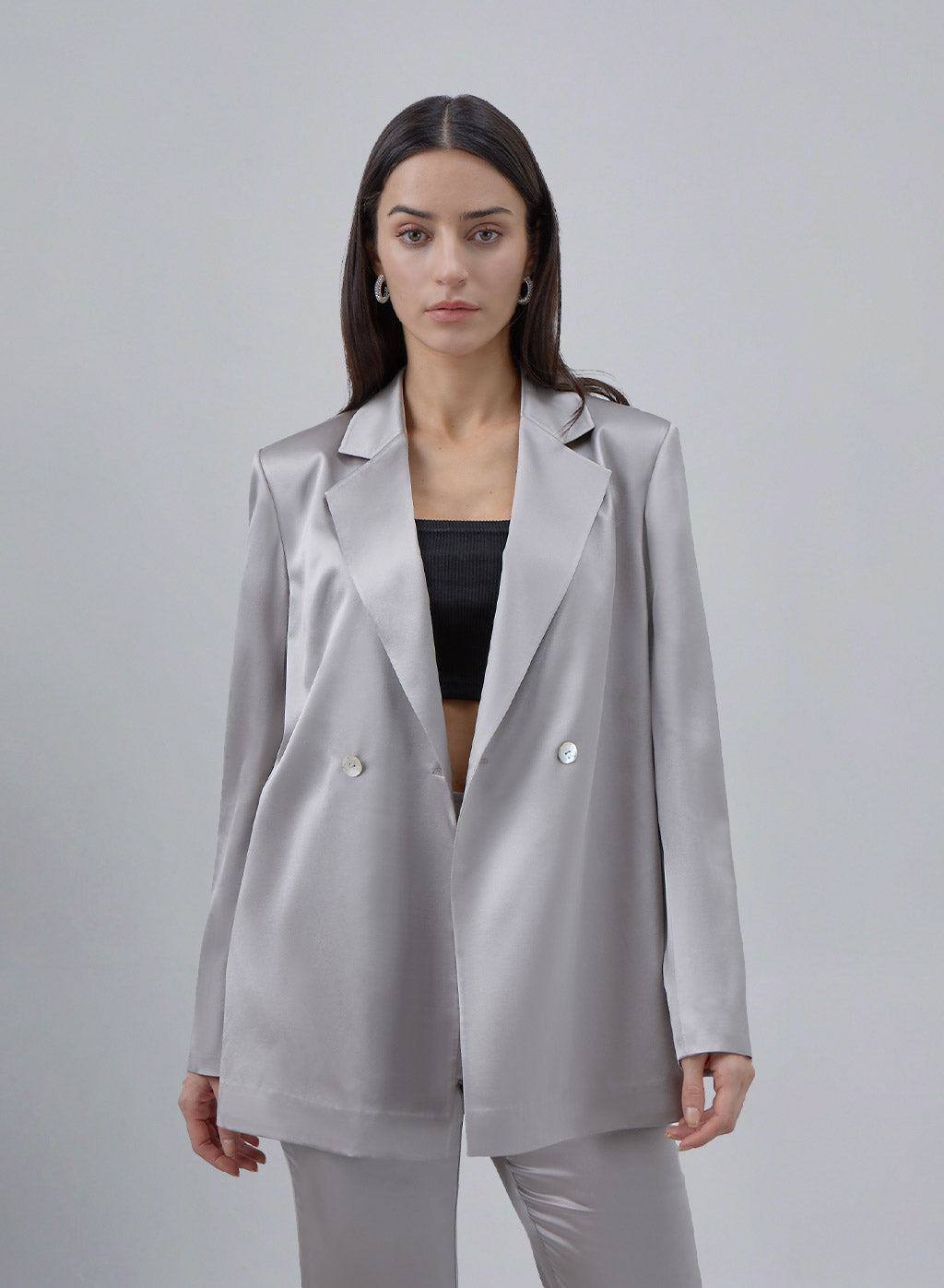 Oversized Internal Print Silk Blazer