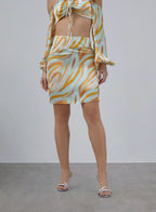 Summer Orange Silk Mini Skirt