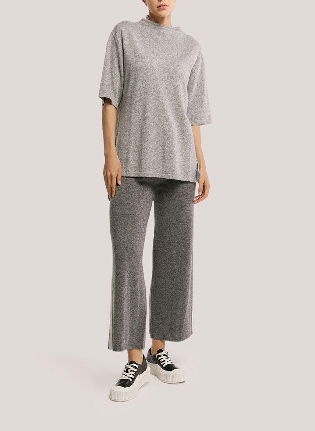 Wool-Cashmere Jogging Trouser With Side Stripe - Smoke, S image