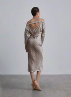 Off-the-shoulder Batwing Silk Dress image 1