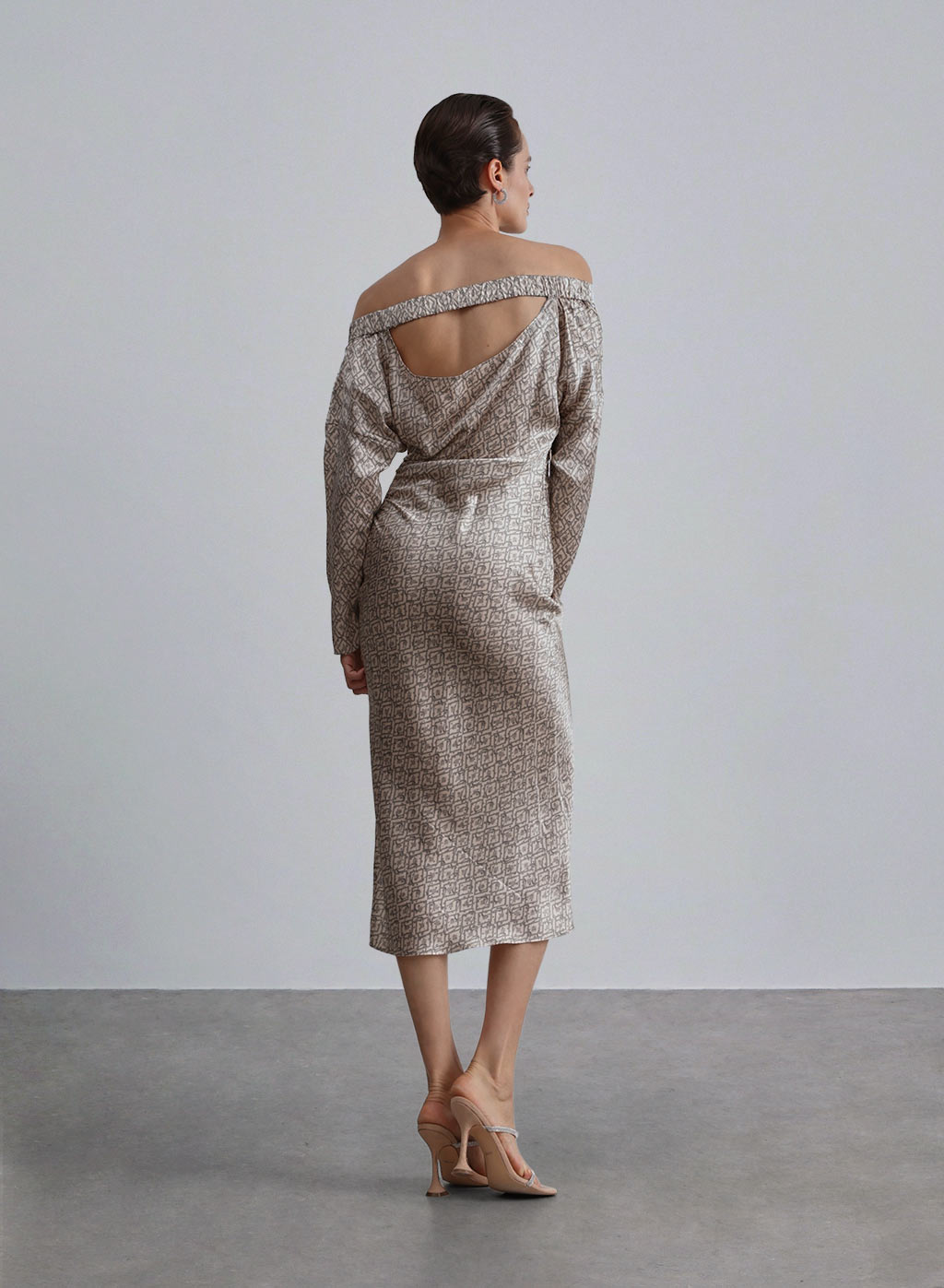 Off-the-shoulder Batwing Silk Dress image 1