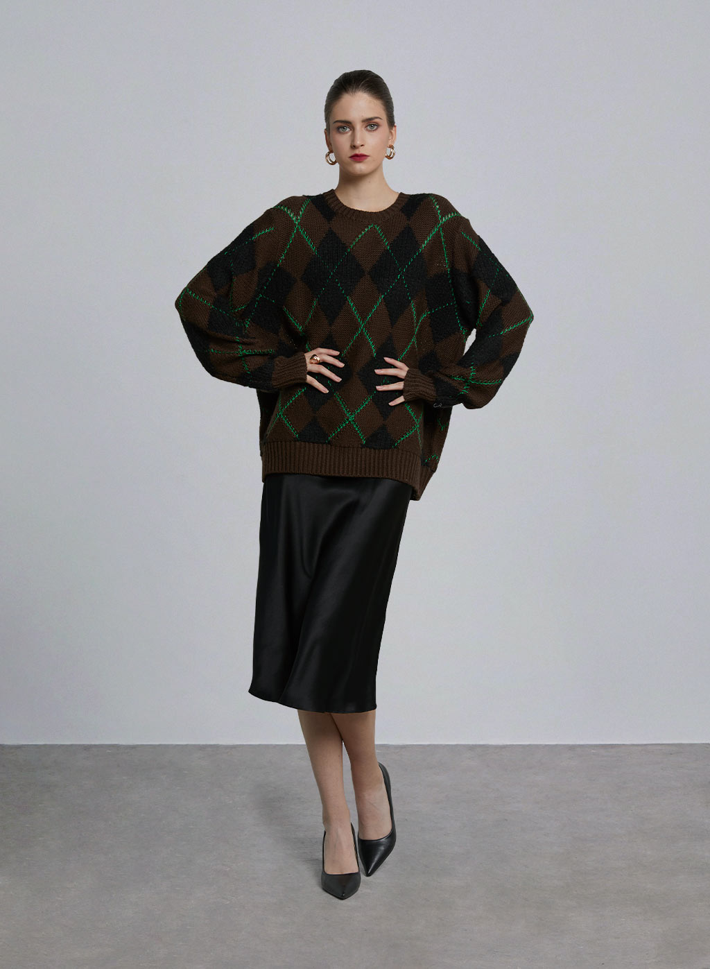 Contrast Rhombus Wool Sweater image 0