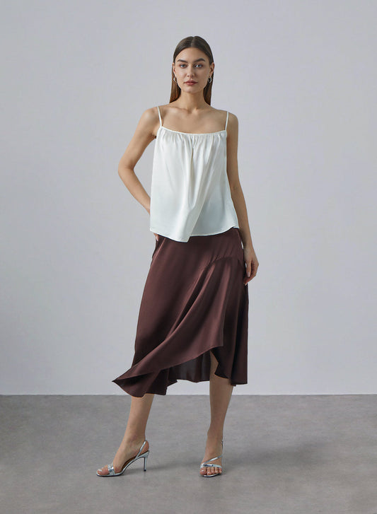 Asymmetric Stitching Silk Skirt image 0