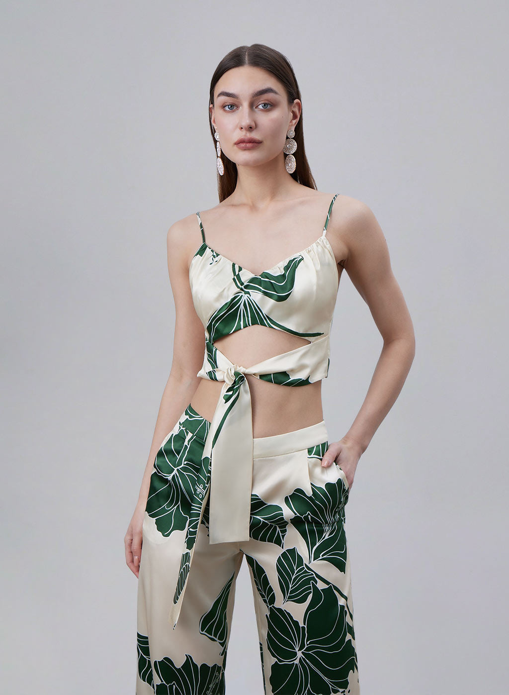 Printed Gather Pleat Silk Top image 2