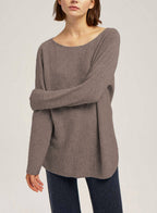 Boatneck Pure Wool Sweater - Pale Taupe, M image