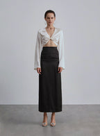 Fitted Silk Maxi Skirt - Midnight Black, S image