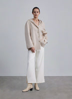 Back Hood Buttoned Front Wool Coat image 0