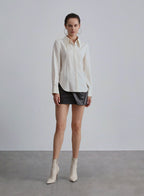 Open Back Blend Linen Blouse - Ivory, S image