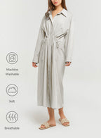 Pleated Shirt Dress - Offwhite, S image