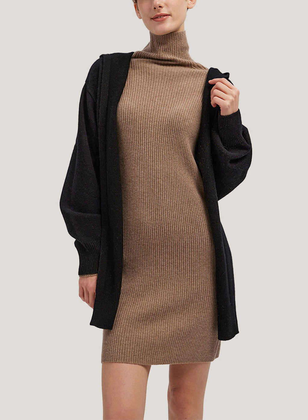 Pure Cashmere Cardigan With Hooded - Black, S image