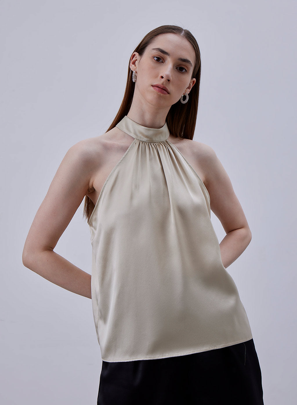Silk Gathered Halter Top image 0