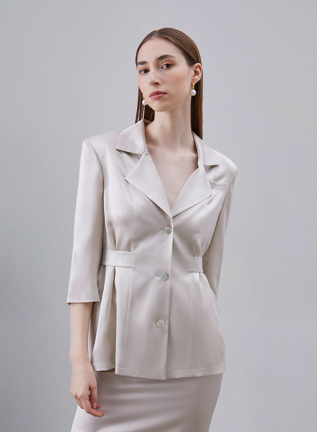 3/4 Sleeve Silk Blazer image 0