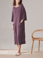 Side Pocket Midi Dress - Pink, M image
