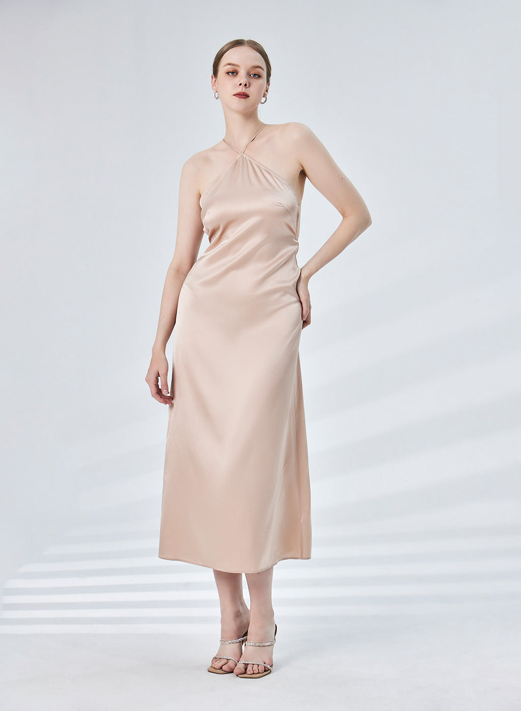 Open-back Cross Neckline Silk Dress image 0