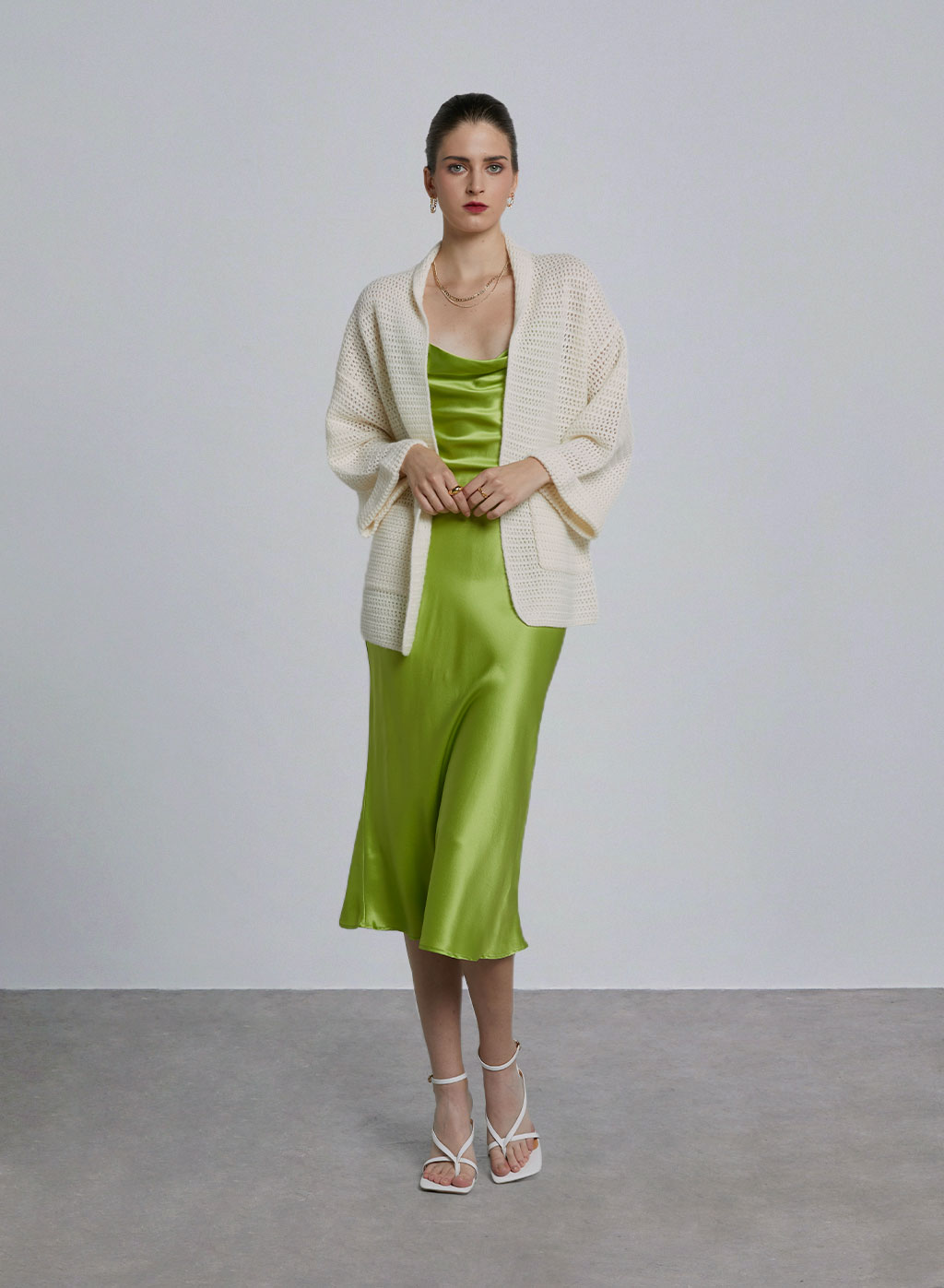 Pointelle-Knit Cashmere Belted Cardigan image 0