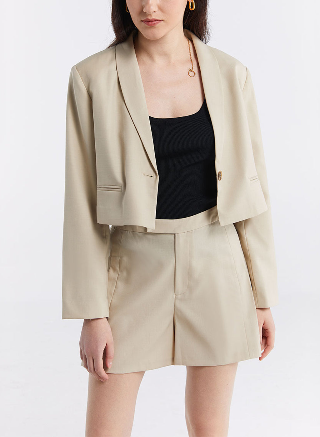 Pleated Shorts - Light Khaki, S image