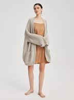 Plush Yak Wool Cardigan - Light Grey, S image