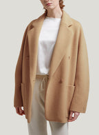 Peaked Lapel Wool Coat - Camel, L image