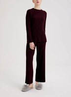 Camel Hair Leisure Rib-Knit Set - Deep Coffee, L image