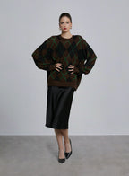 Contrast Rhombus Wool Sweater - Multiple Colour, S image