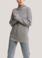 Oversized Pure Wool Turtleneck Sweater - Smoke, L image
