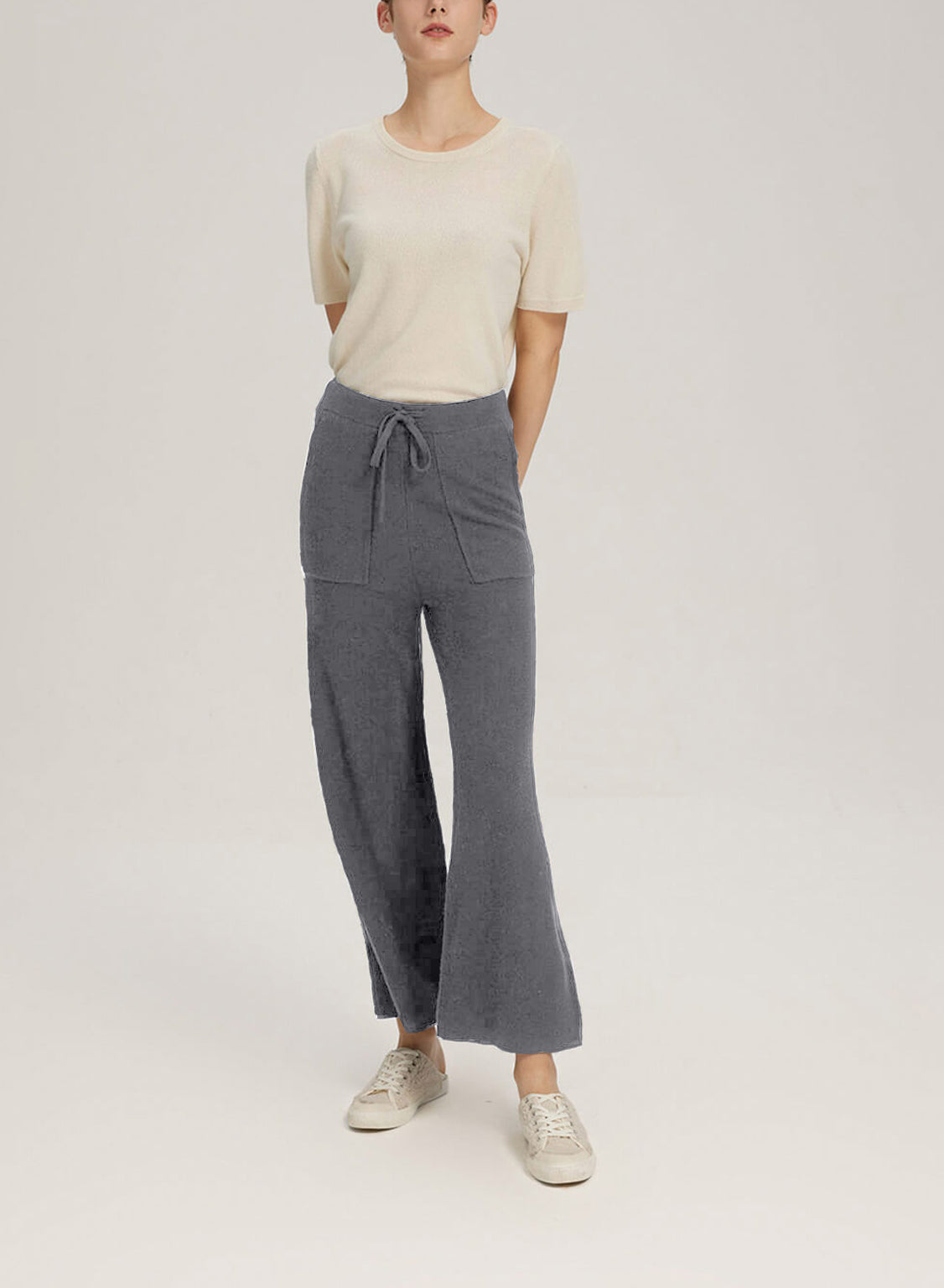 Wide-Leg Wool-Cashmere Trouser With Pocket - Smoke, XL image