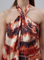 Printed Front Cross Silk Top image 3