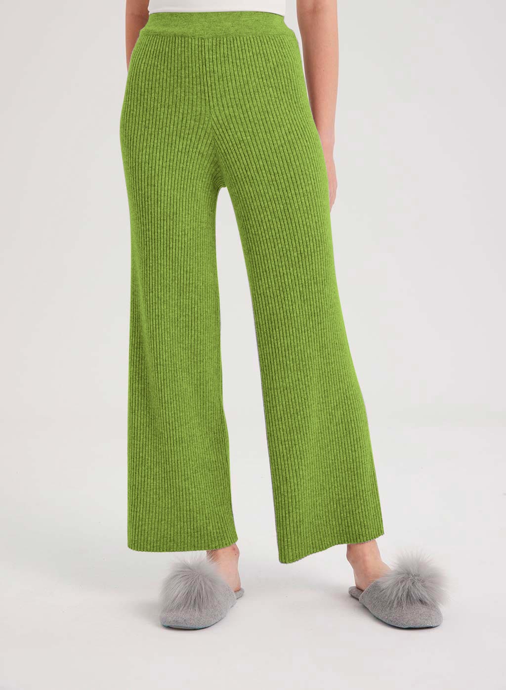 Cashmere Rib-Knit Leisure Bottoms - Spring Green, XS image
