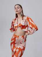 Printed Chest Knot Silk Top image 1