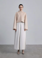 Draped Lace Double Face Wool Top - Camel, S image