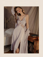 Side slit suspender nightgown