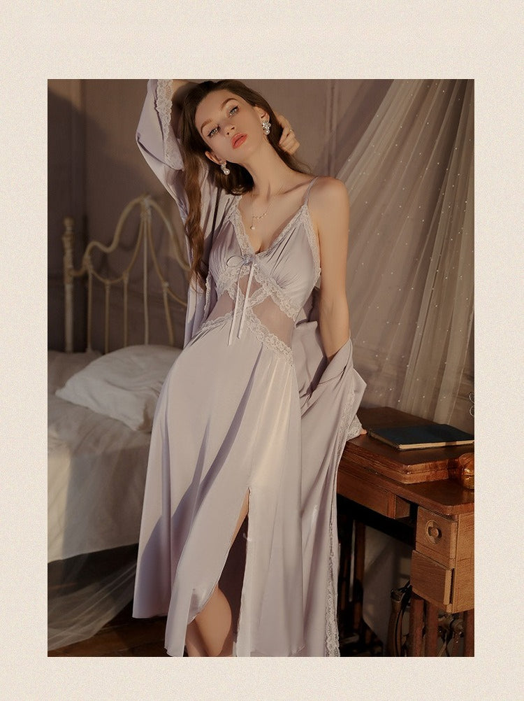 Side slit suspender nightgown