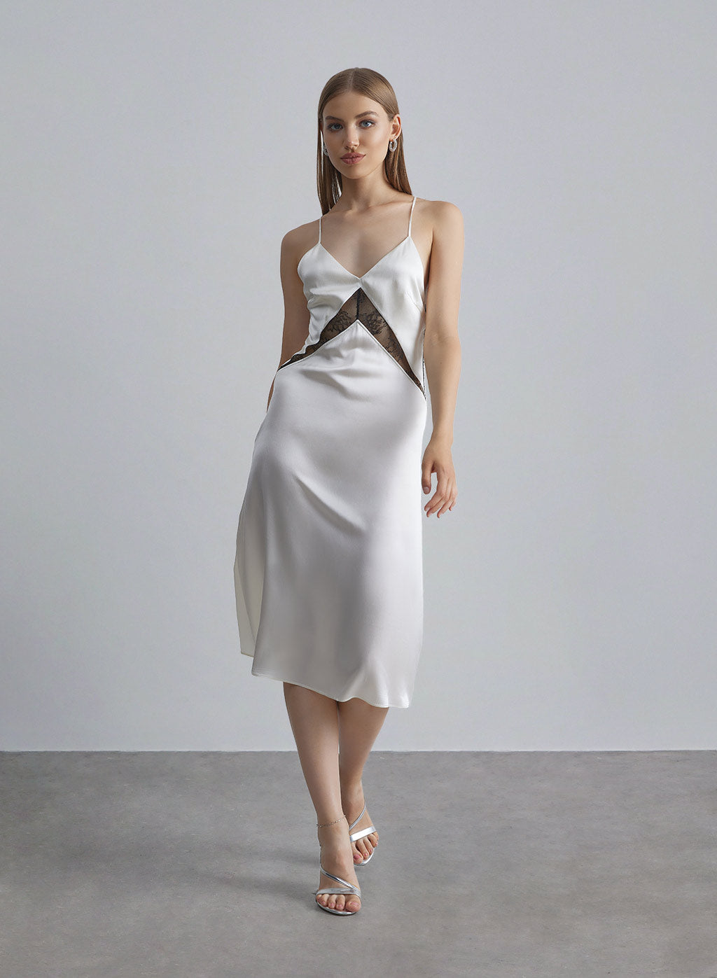 Waist Lace Silk Slip Dress image 0
