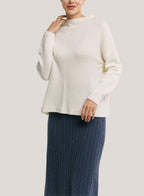 Funnel-Neck Wool-Cashmere Sweater - Ivory, L image