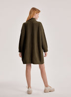 Box Cut Yak Wool Cardigan - Green Metal, S image