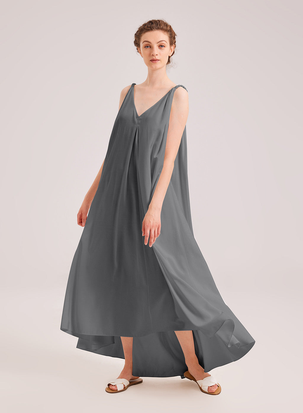 NAP Greek Open Back Silky Maxi Dress