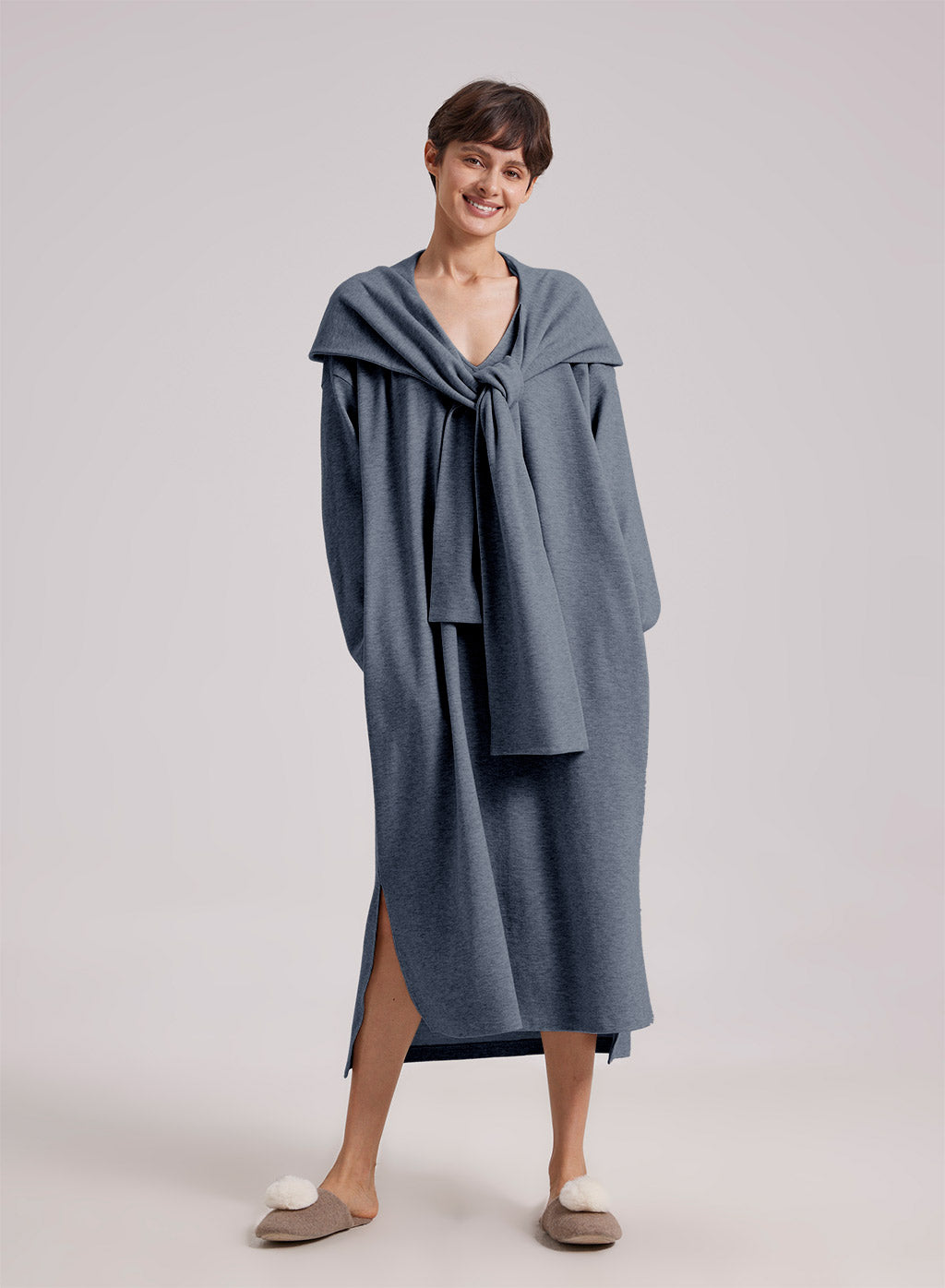 Hooded Scarf Sweatshirt Dress