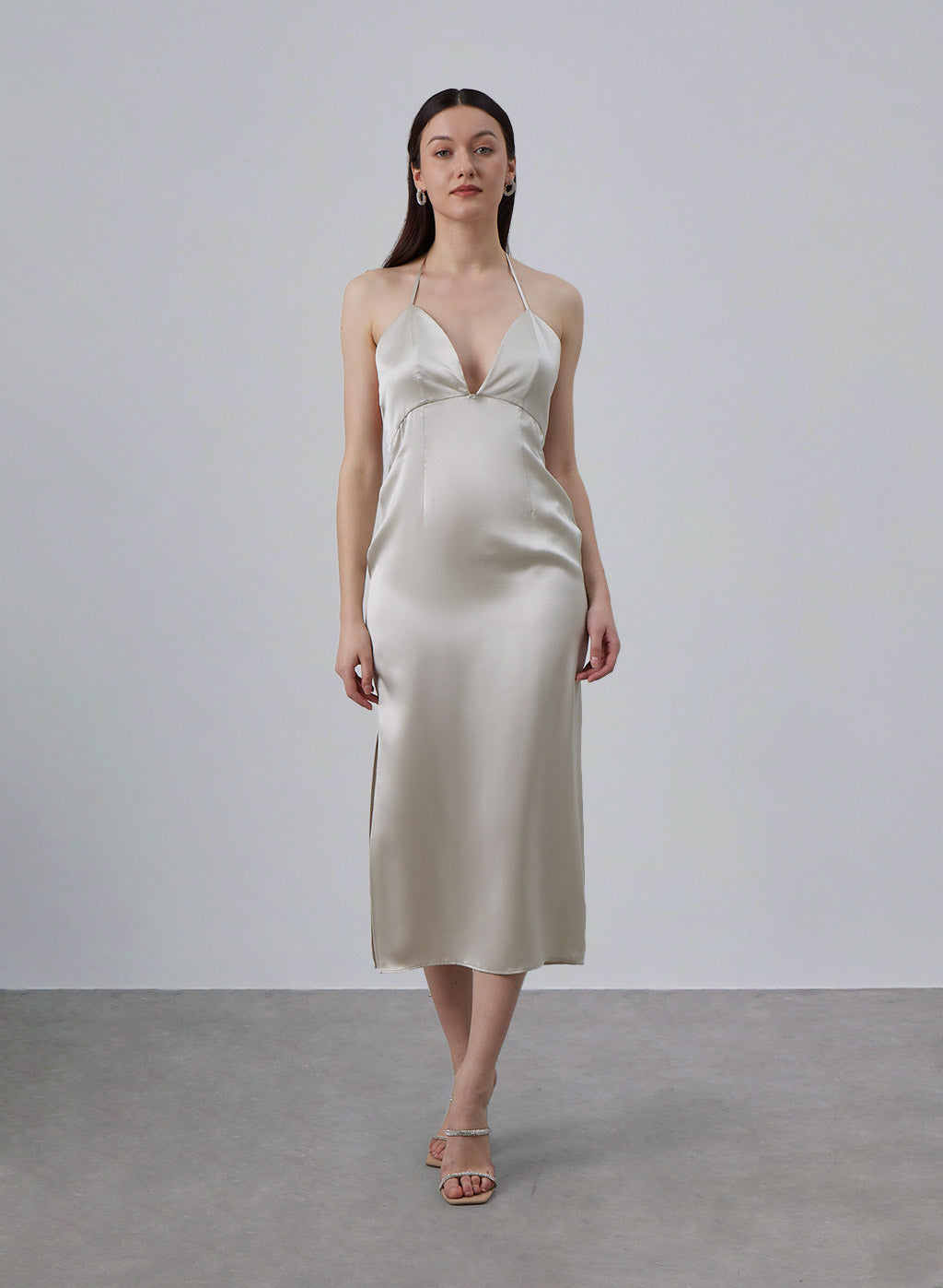 Classy V-neck Silk Dress